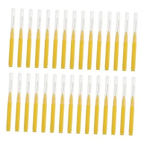 Produktbild: Healeved 30St Interdentalbürste mundhygiene floss sticks Zahnzwischenraumbürste zahnzwischenraumreiniger nachfüllen Zahnstocher Zähne kleben Edelstahldraht Yellow