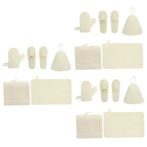 Produktbild: Healeved 3 Sets Sauna Fünfteiliges Set Wiederverwendbarer Saunahut Badezimmer Badehüte Verdickte Saunahüte Saunaversorgung Wasserabsorptionshandschuhe Saunahandschuhe Für Frauen Saugfähige