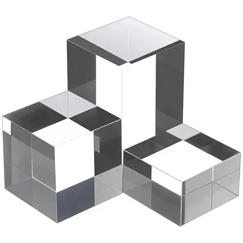 Produktbild: Healeved 3 Stück Klare Acrylblöcke Acryl-Würfel-Ausstellungsblock Acryl-Blockständer Schmuck-Ausstellungsständer Bastel-Ausstellungsblock Acryl-Ausstellungsständer