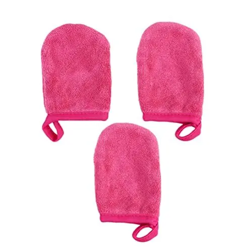 Produktbild: Healeved Makeup Puff Handschuhe 3 Stück Gesichtsreinigungshandschuhe Make-up-entfernungshandschuhe Weiche Reinigungshandschuhe Rosy Verdickte Pads Waschbar Wiederverwendbar