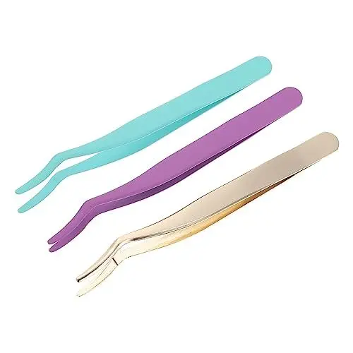 Produktbild: Healeved Wimpernpinzette Aus Edelstahl für Falsche Wimpern 3er-set Clips Wimpernverlängerungspinzette