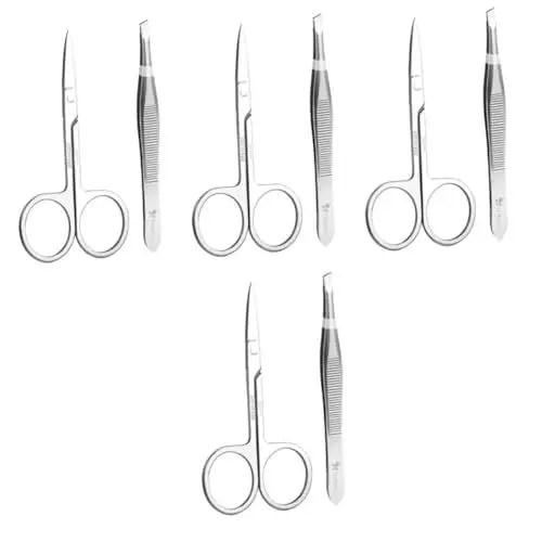 Produktbild: Healeved 4 Sätze Augenbrauenschneider-Set brow tool augenbrauen former augenbrauen set Bartschneider Gesichtstrimmer Augenbrauen-Reparaturpinzette Augenbrauenschere Rostfreier Stahl Silver