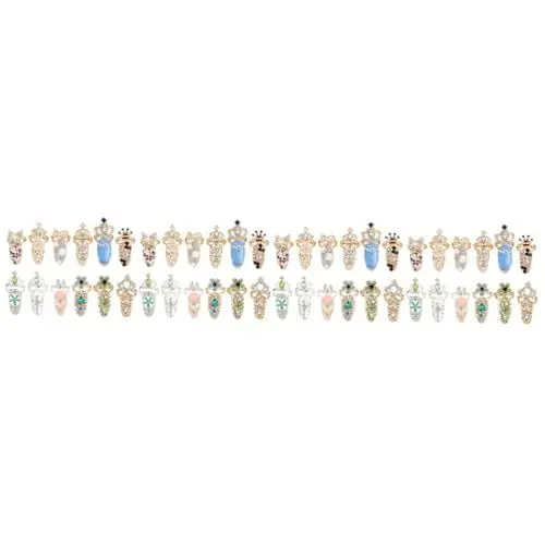 Produktbild: Healeved 4 Sätze Nagelset Ring Nagel Charms Nageldiamanten-kit Fingernagel Klaue 3d-nagelkunst-charme Nagelklauenringe Nagelring Schmuck Hände Zubehör Abziehbilder Legierung 12 Stück * 4