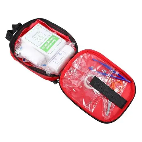 Produktbild: Healeved 4 Sätze Outdoor-Notfallset notfallpakete notfallkit survival equiptment tragbare Notfalltasche Tasche für Ersthelfer tragbare Erste-Hilfe-Tasche Outdoor-Notfallausrüstung Stoff rot