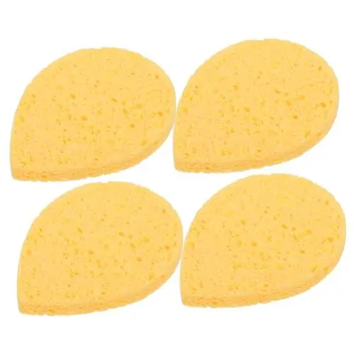 Produktbild: Healeved 4 Stück Gesichts-make-up-entferner Aus Baumwolle Feuchttücher Lippenstift Lidschatten Trockene Tücher Multifunktions-peeling-schwamm Schwämme Automatisch Yellow Zellstoffschwamm