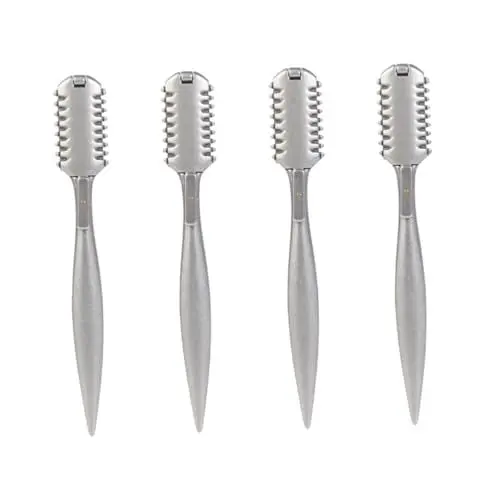 Produktbild: Healeved 4 Stück Halter für Haarschneidewerkzeuge Spliss-Haarschneider Friseur Haarschneidekamm haarkamm rasierpinsel rasiergel silve Doppelseitiger Haarschnittkamm Kamm zum Haare schneiden
