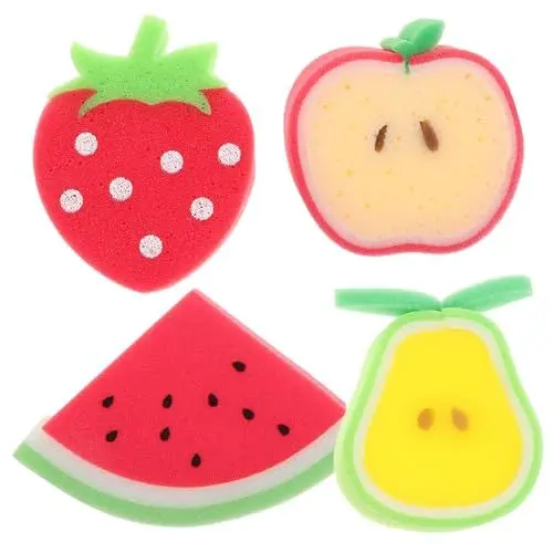 Produktbild: Healeved 4 Stück Kinderbad Peelingbad Badespielzeug Bezauberndes -badegerät Neuartiger Duschschwamm Lustige Schwammdusche Wassermelonenschwamm Für Kinder Fugenmasse Pu-schwammmaterial