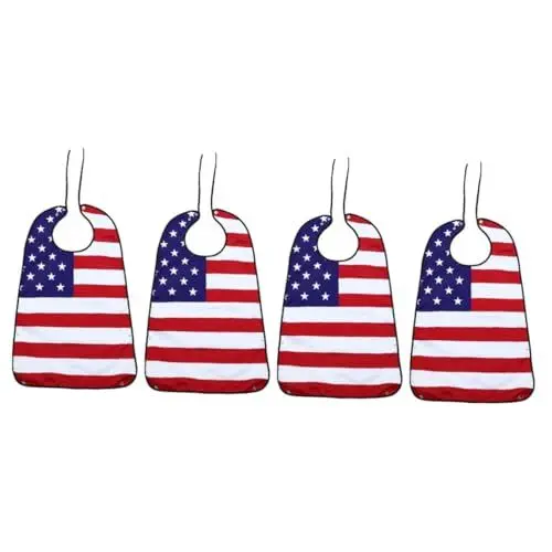 Produktbild: Healeved 4 Stück Reisbeutel für Erwachsene ältere schürzen Lätzchen amerikanische Flagge Patientenlatz Lieferungen für Menschen mit Behinderungen einstellbar Schutzhülle Kleidung Fräulein