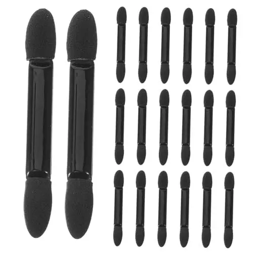 Produktbild: Healeved 50er-pack Lidschatten-schwamm- Mit Schwarzem Griff Doppelseitig Weiches Latex Für Natürliches Dramatisches Augen-make-up