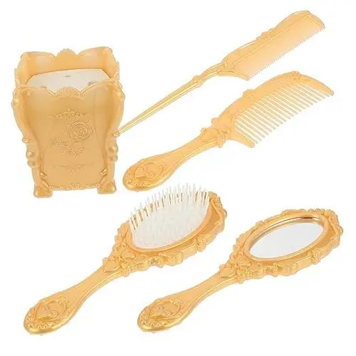 Produktbild: Healeved 5stücke Teiliges Friseur Haarbürsten Set,Mit Spiegelhalter Entwirrende Haarbürste Kamm Und Aufbewahrungsbehälter Für Damen Für Salon Und Tägliches Styling,Mehrere Stile Haarbürsten-Set
