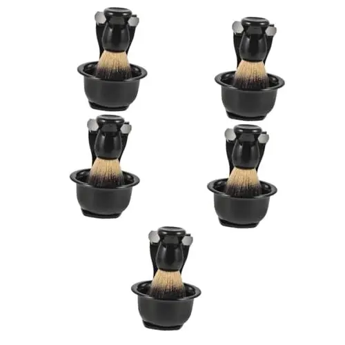 Produktbild: Healeved 5 Sätze Eingestellt Rasierzeug Rasierset Für Männer Rasierschale Rasierset Für Herren Rasierpinselhalter Herren Rasierset Rasierpinselständer Rasierset Für Rasiermesser Nylon Black
