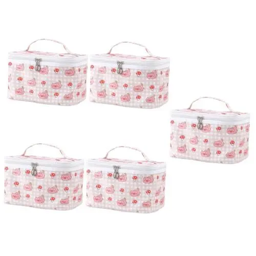 Produktbild: Healeved Kosmetik 5st Handkosmetiktasche Kosmetik-Organizer- - -Organizer Kosmetische Reisetasche Kosmetik-Make-up-Organizer wasserdichte Schminktasche Polyester Rosa
