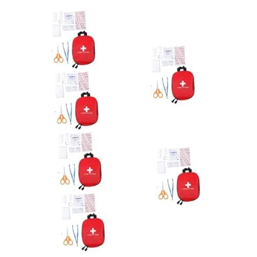Produktbild: Healeved 6 Sätze Outdoor-Notfallset Aufbewahrungstasche Tasche für Ersthelfer tragbare Notfalltasche notfallpakete notfallkit Outdoor-Notfallausrüstung Erste-Hilfe-Tasche Stoff rot