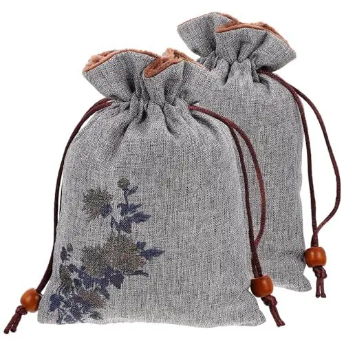 Produktbild: Healeved 6 Stk Doppellagige Leinentasche Schmuckbeutel Mit Kordelzug Jutetaschen Mit Kordelzug Weihnachtsleinenbeutel Kordelzug Geschenktüten Aus Sackleinen Wen Wan Kleidersack Stoff