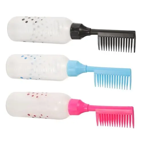 Produktbild: Healeved 6 Stk Haar färbe flasche mit Skalen Haarflaschen zusammendrücken Haarfärbekamm Flaschen für Haarfärbebürsten easy putz haarfärbung Kämme zum Färben von Haaren Kammflaschen Sport