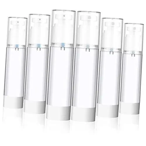 Produktbild: Healeved 6 Stück Reiseflaschen Kleine Pumpflaschen Klare Lotionsflaschen Leere Flaschen Airless Pumpflaschen Leere Leere Reisebehälter Kosmetikspenderflasche Kosmetikbehälter