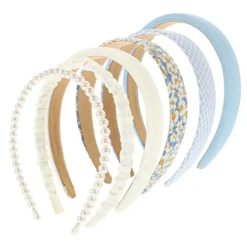 Produktbild: Healeved 6er-pack Breite Stirnbänder Blumenband-set Für Kurzes Lockiges Haar Elegante Stirnbänder Für Frauen Ästhetisches Zubehör