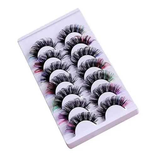 Produktbild: Healeved 7paare Farbige Wimpernverlängerungen Curl Fake Lashes Für Cosplay Hochzeiten Und Partys Voluminöse Und Geschwungene Wimpern Für Gelegenheit