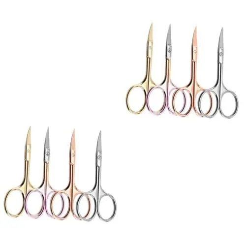 Produktbild: Healeved 8 Stk Schnurrbartschere Nasenhaarschere für Männer Schönheitsschere Nasenhaarschneider für Männer gebogene Nasenschere Gesichtsschere haarschneidemaschin lockenmittel barbershop