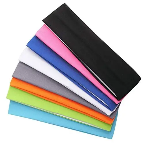 Produktbild: Healeved 8 Stück Yoga-stirnbänder Breite Elastische Baumwollwickel Für Frauen Und Mädchen Sportteams Stirnband Für Damen Hellgrau