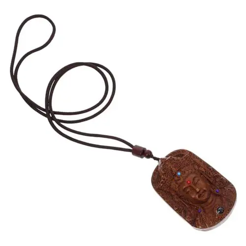 Produktbild: Healeved Buddhist Pendant Holz Handgefertigter Geschnitzter Anhänger im Buddha Design für Diy Schmuck Schlüsselanhänger und Taschenanhänger Holzdekoration mit Feinen Details und Guter