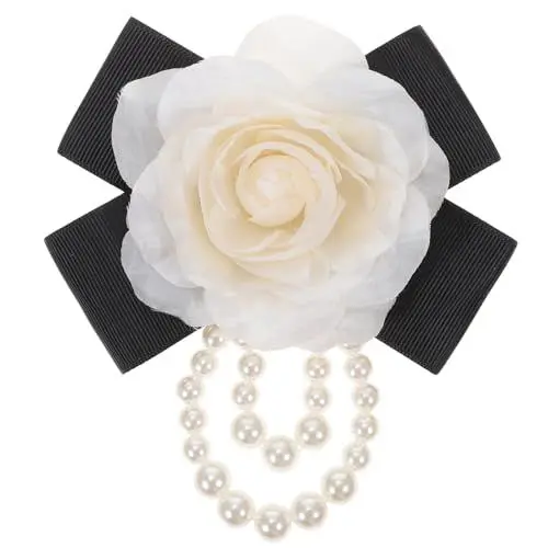 Produktbild: Healeved Kamelienblüten Brosche mit Perlen Eleganter Anstecker für Damen zur Dekoration von Kleidung Schals und für Besondere Anlässe und Feierlichkeiten