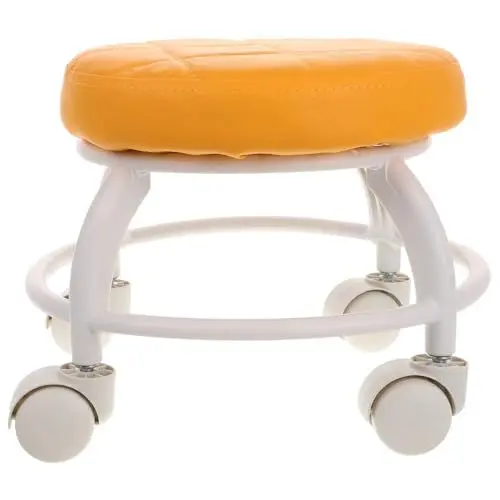 Produktbild: Healeved Oranger Rollhocker Für Schönheitssalons Massagehocker Mit Pu-Kissen Niedriger Hocker Mit Rädern Nagelstuhl
