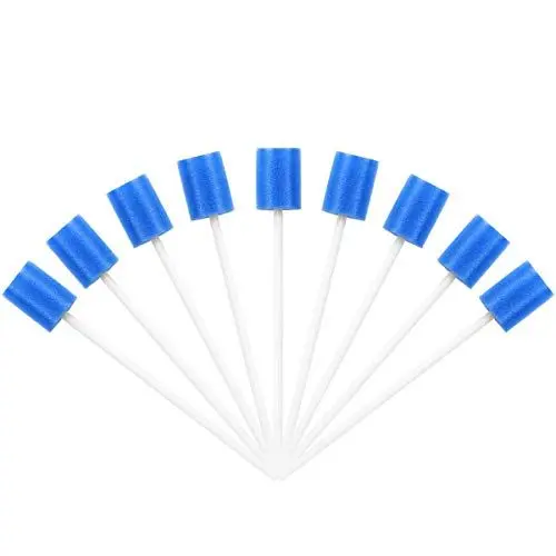 Produktbild: HEALIFTY 100 Stück Mundschwämme Zahntupfer Einwegschwamm Stick Mundpflege Schwamm Zahnreinigung Schwamm Tupfer Mundpflege (blau)