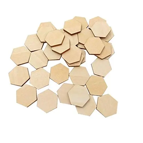 Produktbild: Healifty 100PCS Holzscheiben Basteln Bemalen DIY Sechseckig 25MM Natürlich Buchenholz Blanko Unvollendete Scheiben Handwerk Scrapbooking Material Hochzeit Party Dekoration Verzierungen
