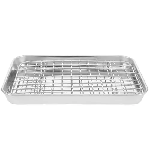 Produktbild: Healifty 1 Satz Ofenblech Backblech Mit Gitterrost Backrost Zum Backen Im Ofen Backform Mit Rost Backform Aus Edelstahl Backblech Mit Rost Backform Mit Gitterrost