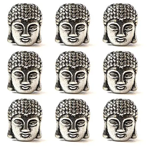 Produktbild: Healifty 20 STÜCKE Legierung Buddha Kopf perlen kleine spirituelle Metall perlen für schmuck Machen Handwerk (antikes Silber)