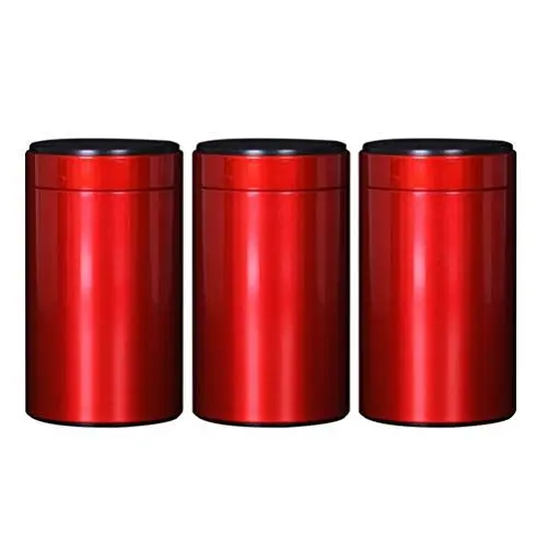 Produktbild: Healifty 3 runde Metalldosen mit Deckel, leere Blechdosen, dekorative Kerzendosen, Geschenkdosen, Süßigkeiten, losen Tee, Aufbewahrung für Hochzeitsgastgeschenke (rot, Größe 140)