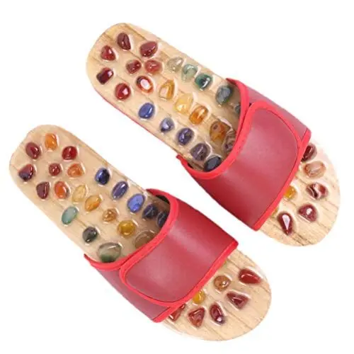 Produktbild: Healifty Fußmassageschuhe Akupressur-Reflexzonen-Hausschuhe Schmerzlinderung Entspannung Gesundheit Pflege Sommer Hausschuhe für Erwachsene (Schwarz, 37 Yards), Rot - rot - Größe: 35 EU