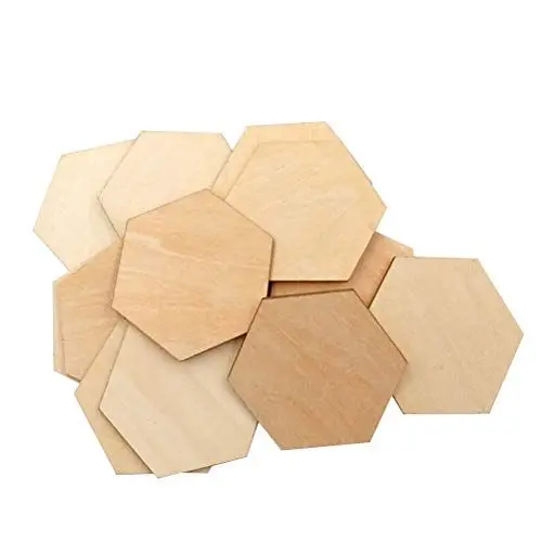 Produktbild: Healifty Holzstücke, 6-eckig, aus Buchenholz, zum Basteln, Malen, Dekorieren, 50 mm, 50 Stück