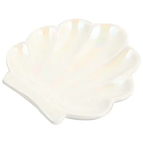 Produktbild: Healifty Muschel-Schmucktablett aus Keramik, Muschelform, dekorativer Schmuckschale, Ringhalter, Meerjungfrau, Schreibtisch, Organizer für Armband, Halskette, Ohrringe, Weiß