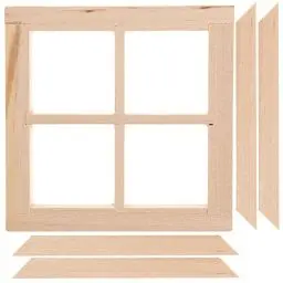 Produktbild: Healifty Puppenhaus Fenster Holz Mini Holzfenster Unbemalt DIY Miniatur Möbel Modell Spielzeug 1: 12 Puppenhaus Schlafzimmer Wohnzimmer Zubehör Mikrolandschaft Dekoration