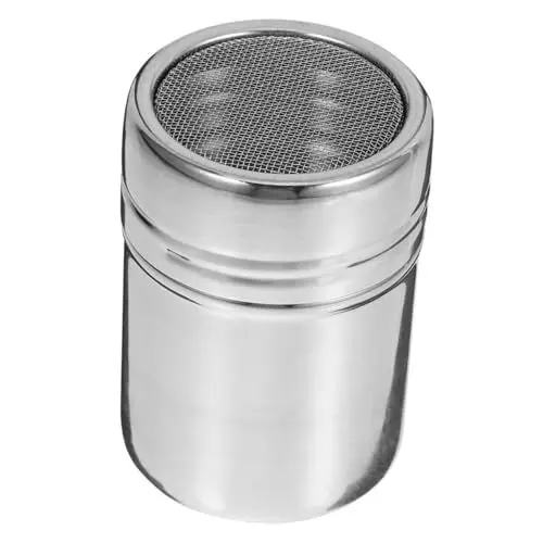 Produktbild: Healifty Staubwedel aus Edelstahl rosa Salz Puderzuckerstreuer Pfannkuchen Sahnekapseln Zuckerschüssel Kaffeepulverstreuer Zuckerpulverstreuer Popcorn Salzstreuer Gewürzstreuer pp Silver