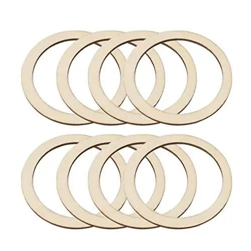 Produktbild: Healifty Weihnachtsdeko Holzringe DIY Handwerk Zubehör Dekorative Holzkreis Unfinished Runde Holzverbinder Bastelholz für DIY Anhänger Anschlüsse Schmuck Zubehör 6CM 50 Stück Holzscheiben