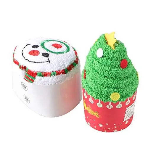 Produktbild: Healifty Weihnachtshandtuch-Set, Weihnachtshandtuch, Geschirrtuch, weiße Baumwolle, Weihnachtsbaum und Schneemann, 2 Stück