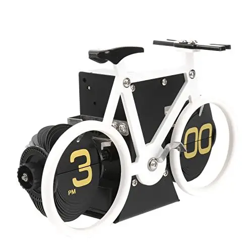 Produktbild: HEALLILY 1 Stück Flip Clock Retrostil Fahrrad Geformt Flip Daunenuhr Klassische Mechanische Schreibtischuhr Büro Regaluhr Home Dekorative Alarm (Weiß)