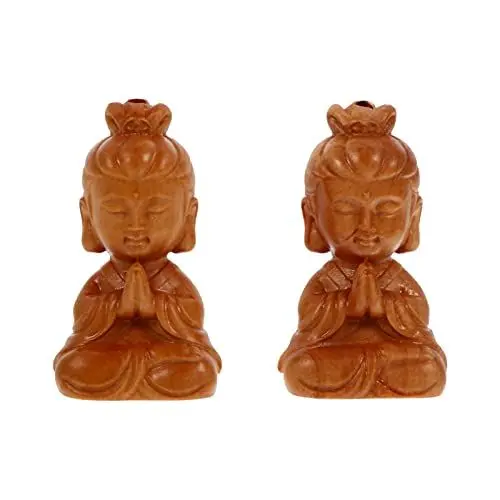 Produktbild: HEALLILY 2St Buddha-Schlüsselanhänger Schlüsselanhänger mit Buddha-Anhänger Babyzubehör fu Ornament Schlüsselzubehör hängender Anhänger Antiquität schmücken Buchsbaum schnitzen Dekorationen