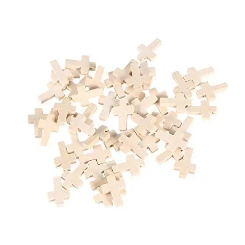 Produktbild: HEALLILY 50 Stück Holzkreuz Anhänger Perlen Männer Frauen Schmuck Zubehör für Handwerk Herstellung