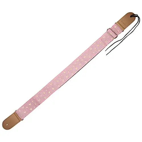 Produktbild: HEALLILY Breite Gitarre Strap Schulter Gurt Herz Muster Nylon Uke Strap Musical Instrument Schulter Gurt Für Ukulele Mandoline Bariton Elektrische Bass Rosa