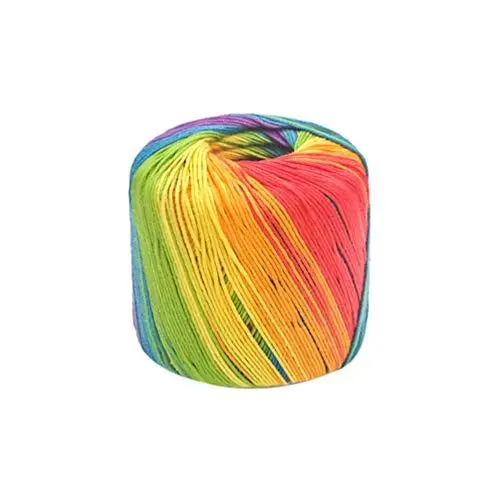 Produktbild: HEALLILY Handgefärbtes Garn Makramee Garn Natürliche Baumwolle Seil Schnur für DIY Handwerk Basteln Handgemachte Pflanze Aufhänger Kleiderbügel Wandbehang 133M 1 Rolle (Regenbogen) Selbststreifengarn