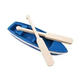 Produktbild: HEALLILY Holz Segelboot Miniatur Boot Paddel Figur Modell Meer Strand Deko Figur Ornament für Moos Sukkulenten Terrarium Puppenhaus Fee Garten Dekoration Blau