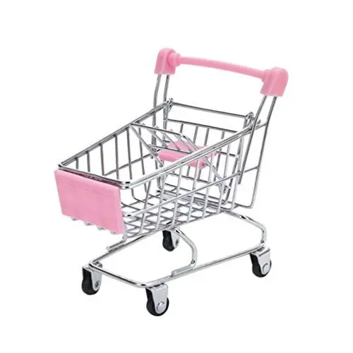 Produktbild: HEALLILY Mini-Einkaufswagen, Supermarkt, Einkaufswagen, Puppen-Zubehör, Spielzeug für Teenager, Kinder, Rosa