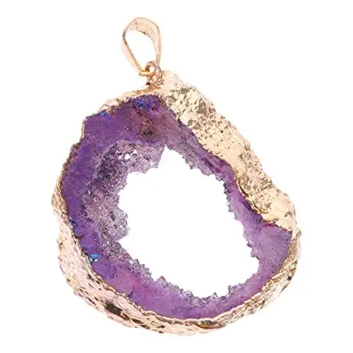 Produktbild: HEALLILY Natürlicher Achat-Anhänger Edelstein-Charm Halskettenzubehör Diy-Schmuckanhänger Glänzender Achat-Anhänger Glänzende Edelsteinscheibe Glänzendes Achat-Dekor Unregelmäßiger