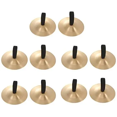 Produktbild: HEALLILY Weihnachten Klangschalen Musikinstrumente 5 Paare Kupfer- Cymbal Kinder Kinder- Hand- - Gong- Band- - Band Handbecken Perkussionsinstrumente 5. 5Cm Goldene Fingerzimbeln Kinderbecken
