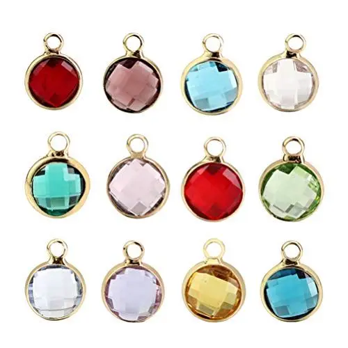 Produktbild: 12stücke Bunte Kristall Legierungs Anhänger Charms Für Schmuckherstellung Diy Anhänger Für Halsketten Und Armbänder Goldene Kante