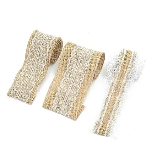 Produktbild: HEALSOPTHY 27stücke Diy Leinentuch Spitzenband Hochzeitsdeko Sackleinenbandrolle Juteband Für Basteln Partybedarf Geschenkeidee Handarbeitskurse